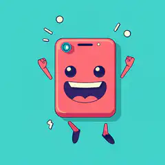 Happy pink phone character dancing