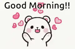 Cute bear saying good morning with hearts