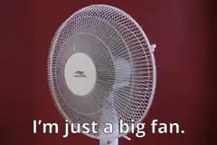 Spinning fan with caption