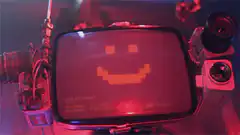Robot TV screen face changes to Zapathon