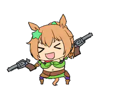 Chibi horse girl shooting guns
