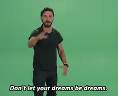 Man raises hand with motivational quote