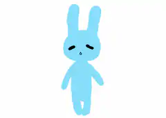 Blue rabbit dancing and falling