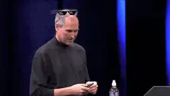 Steve Jobs puts on Deal With It sunglasses