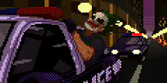 Joker in police car pixel art