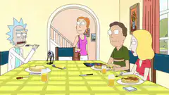 Rick Sanchez eats a small robot