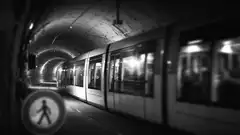subway train in tunnel