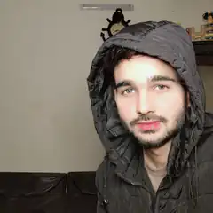 Man in hood with pink lips