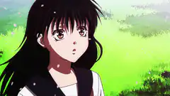 anime girl smiling in nature