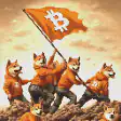 Doge dogs raising Bitcoin flag