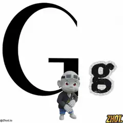 3D monkey character dancing next to letter G