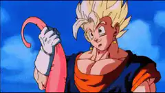 Super Saiyan Goku blasts Majin Buu