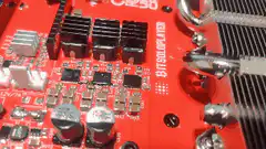 Close-up of red circuit board