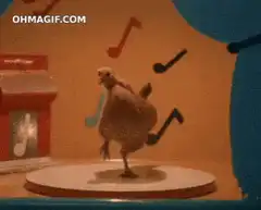 Stop Motion Chicken Dancing with Music Notes