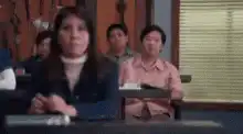 Classroom girl laughs then yells gay