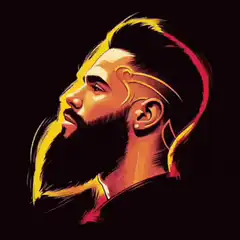 Bearded man with glowing eyes