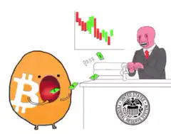 Bitcoin egg eating money from Federal Reserve