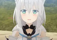 Shiro from No Game No Life blushes and smiles