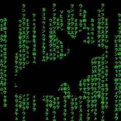 green matrix-style japanese text rain