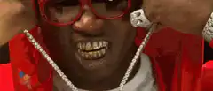 Birdman with red glasses and gold teeth