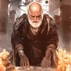 Old wizard reading spellbook