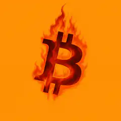 Bitcoin Symbol on Fire