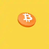 Bitcoin coin spinning on yellow background