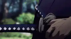 Hand gripping katana hilt