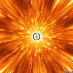 Orange energy tunnel with lightning bolt