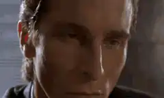 Christian Bale intense stare then drinks