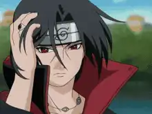 Itachi Uchiha adjusting headband