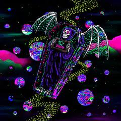 Neon Grim Reaper Coffin