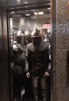 Knights exiting an elevator