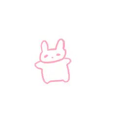 pink outline bunny waving