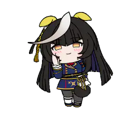 chibi character with hat and long hair