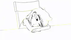 anime girl sleeping on desk