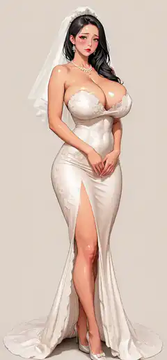 3D animated bride in white dress