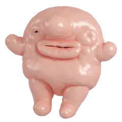 Pink blob creature with big lips