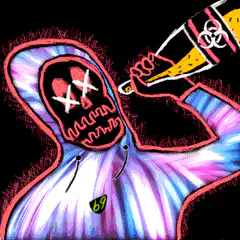 skull hoodie drinking biohazard