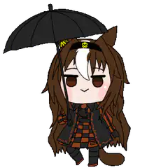 Chibi cat girl with umbrella