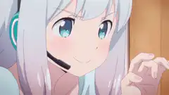 Anime girl with headset smiling