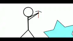 stick figure mining with pickaxe