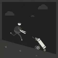 man running with oxygen tank
