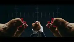 chicken man surrounded by chickens