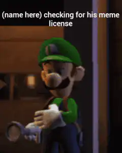 Luigi checking for his meme license