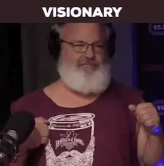 Visionary man with beard nodding
