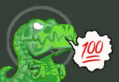 Pixel Art T-Rex Saying 100