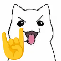 Angry cat with rock hand emoji