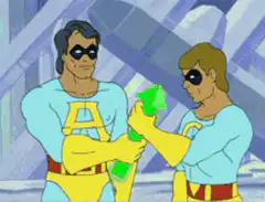 Arrowman fires green arrow beam