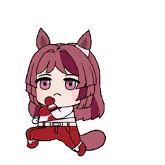chibi horse girl eating candy